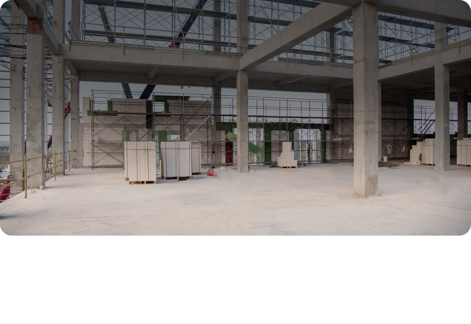 The interior of a building under construction