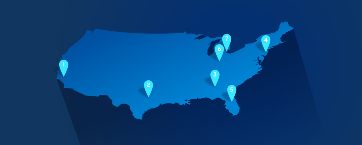Blue Visual of the United States Brightdrop Map