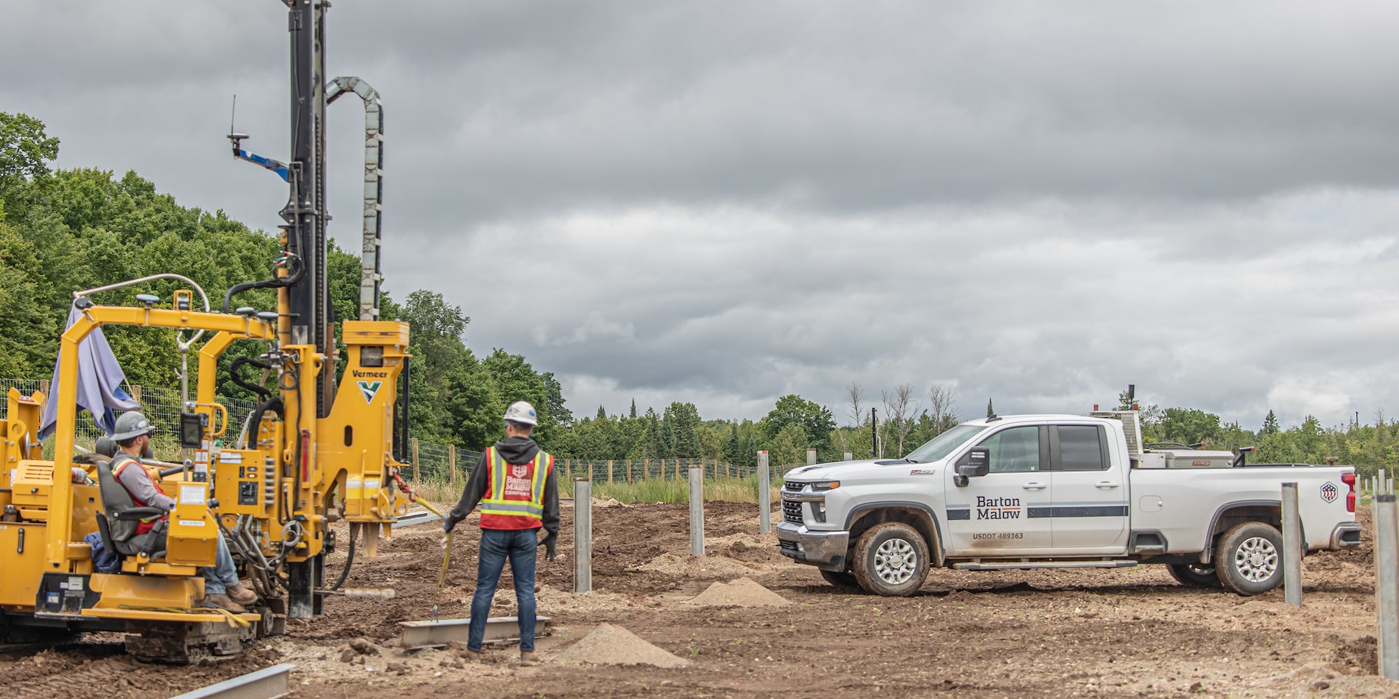 A Barton Mallow Chevrolet Silverado on a job site.