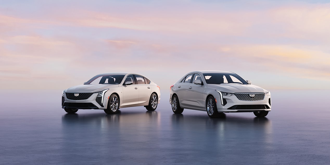 The Cadillac CT4 and CT5 parked.