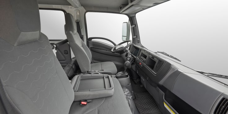 Interior of a 2024 Chevy chassis segment low cab truck.