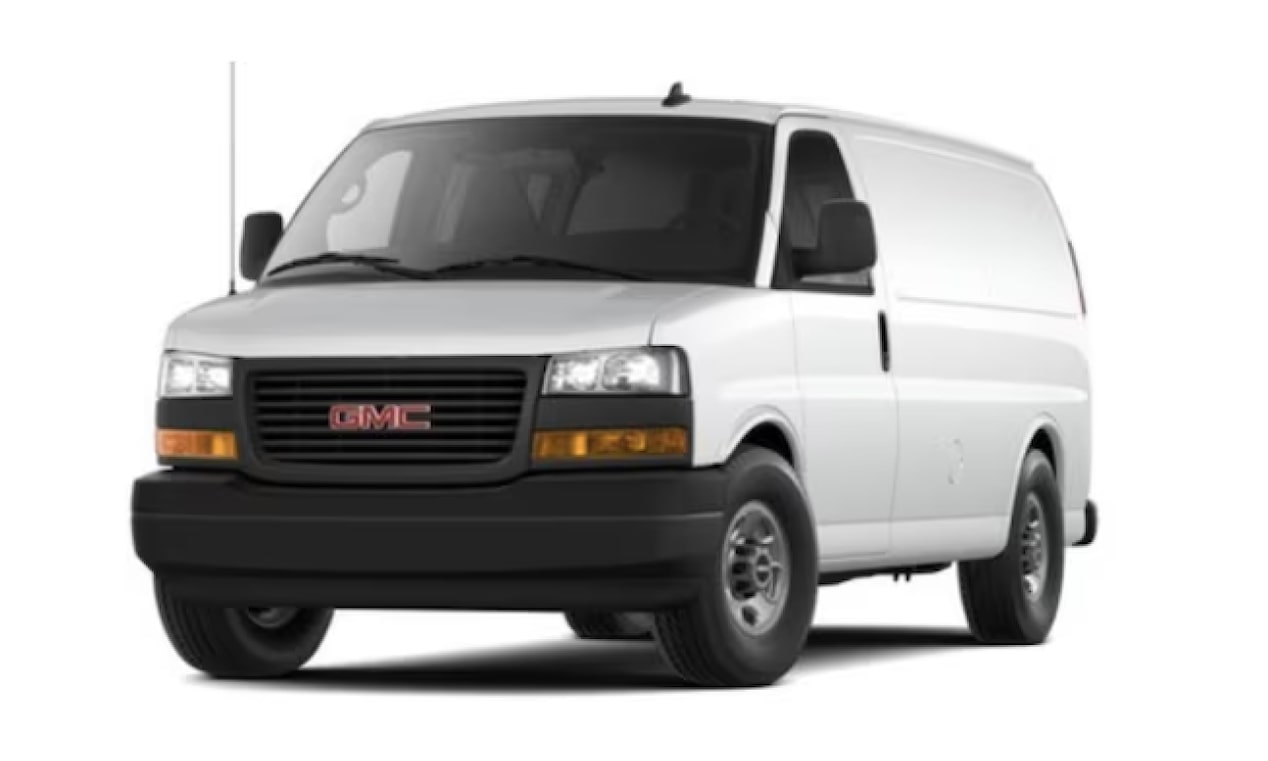 Front Three-Quarters View of the 2026 GMC Savana Cargo Van
