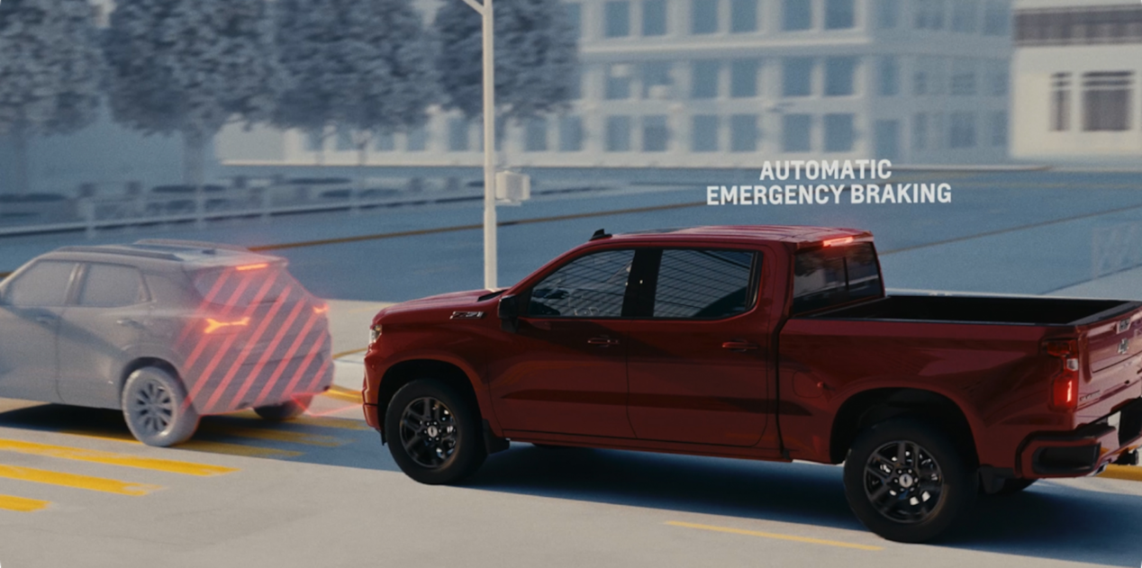 Forward Collison Alert and Automatic Emergency Braking feature of the 2026 Chevrolet Silverado LD.