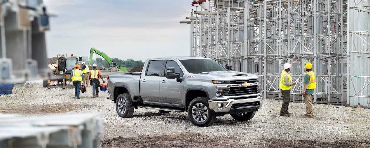 A 2025 Chevrolet Silverado on a construction site