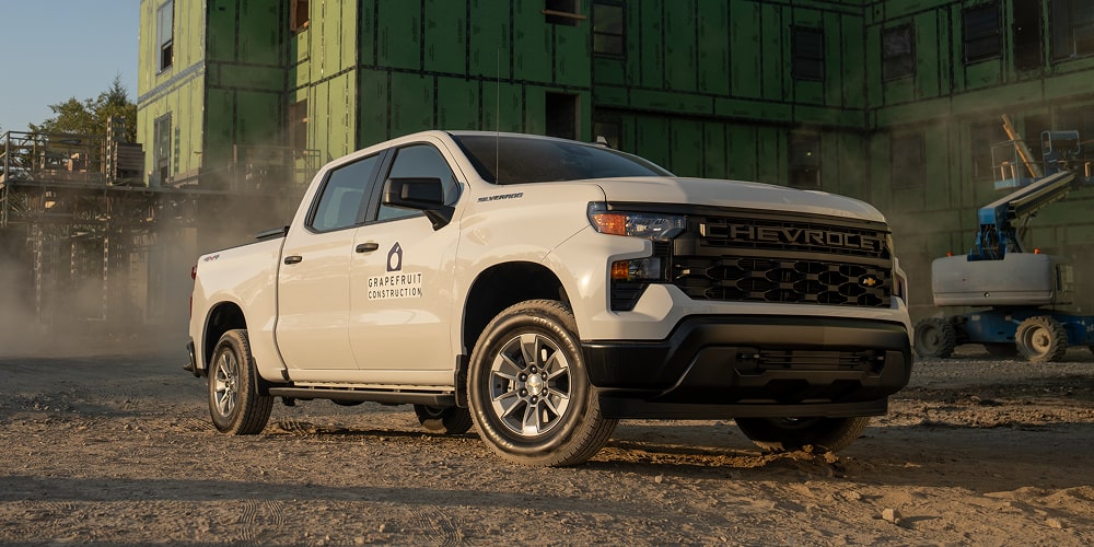 A 2026 Silverado parked on a job site
