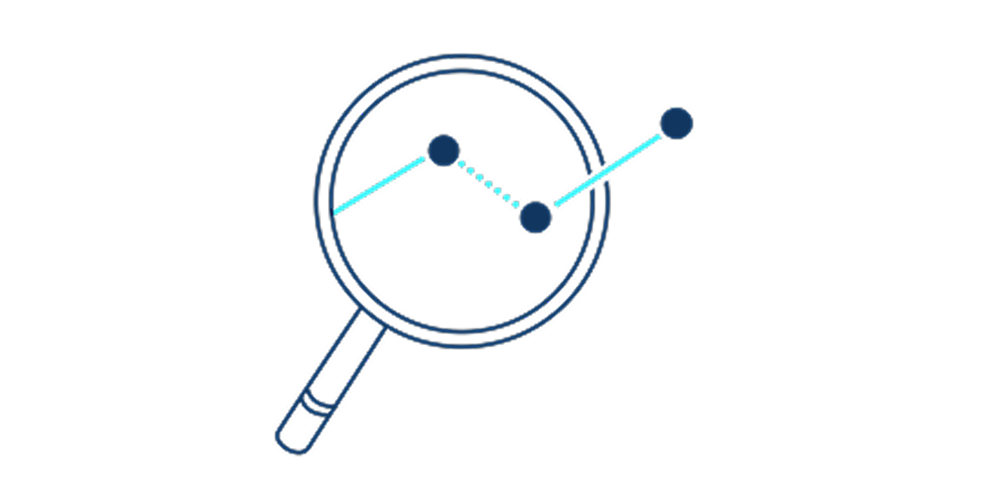 An icon of a magnifying glass highlighting insights