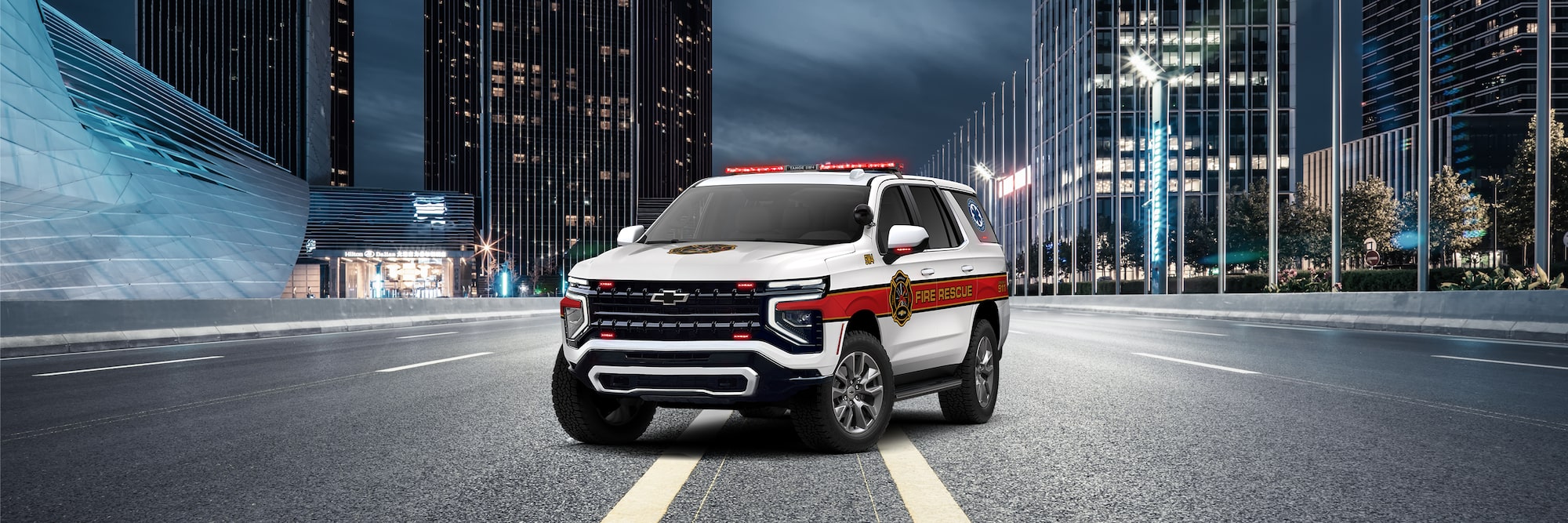 A Chevrolet Tahoe upfitted for Fire Departments