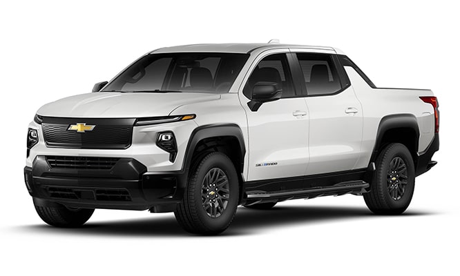 Three-quarter view of a 2026 Chevrolet Silverado EV work truck