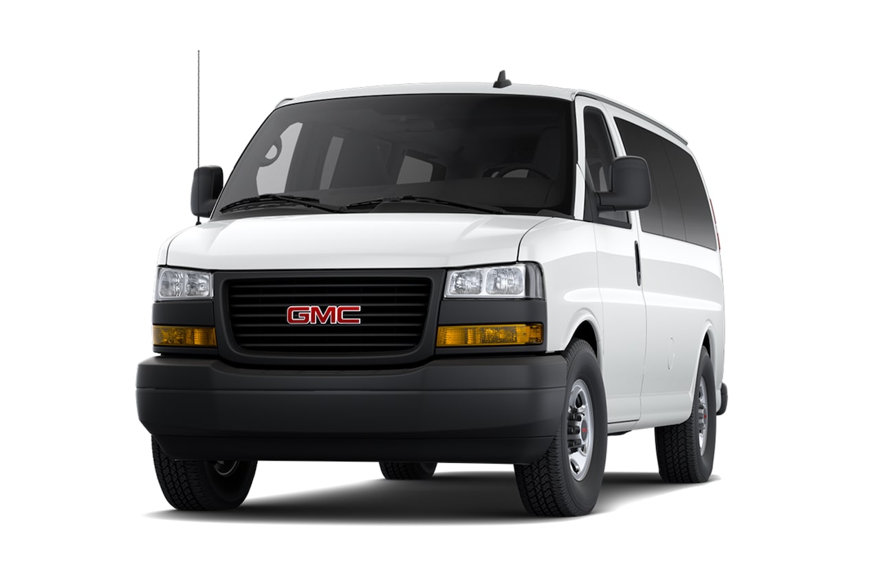Front Three-Quarters View of the 2027 GMC Savana Passenger Van