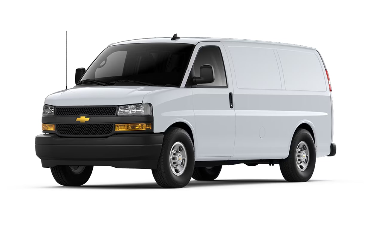 Front Three-Quarters View of the 2027 Chevrolet Express Cargo Van