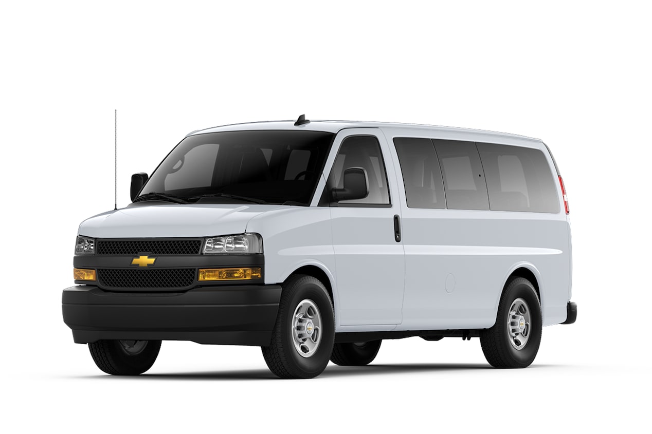 Front Three-Quarters View of the 2027 Chevrolet Express Passenger Van