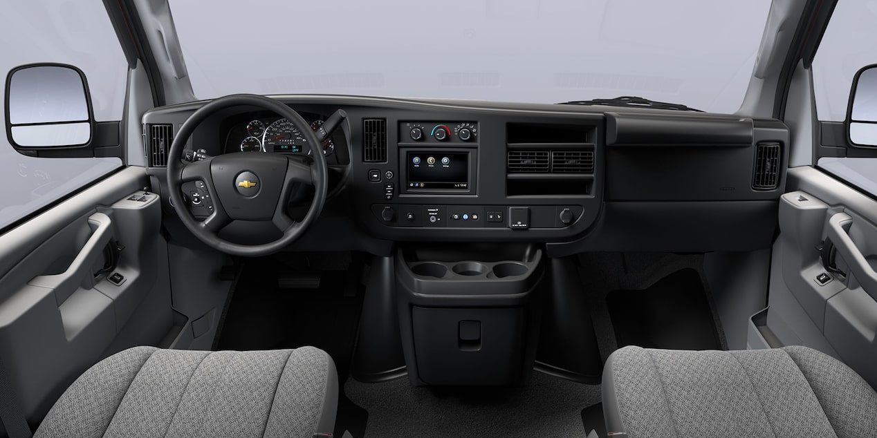The interior of a Chevrolet Express Cargo Work Van