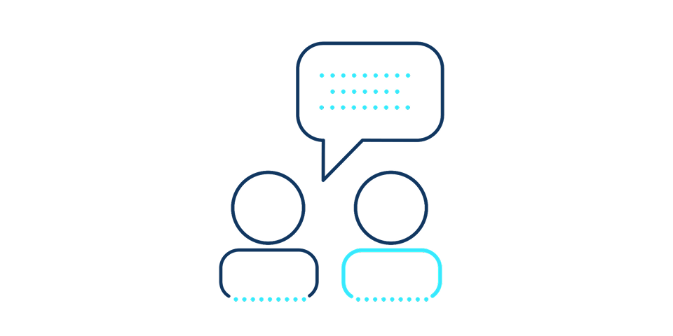 an icon of two people talking to each other.