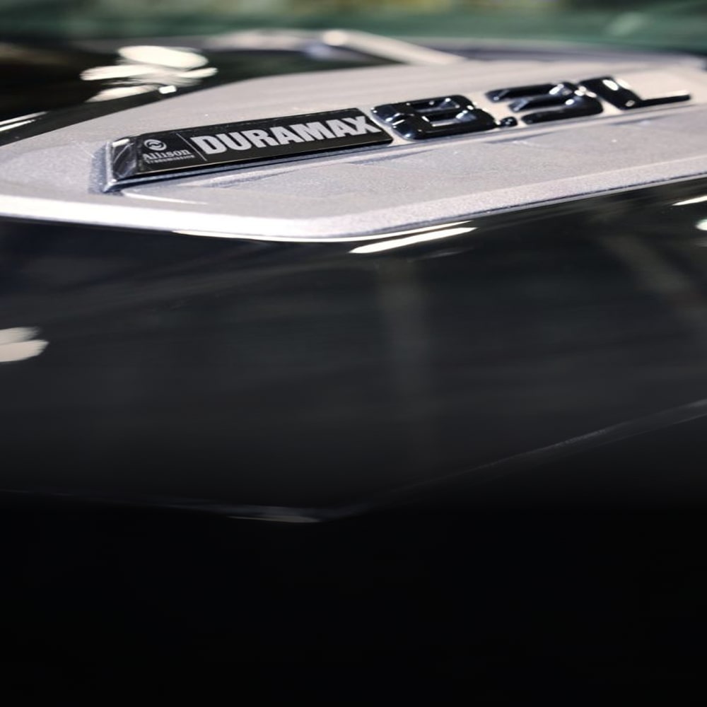 A close up of a GM Duramax engine.