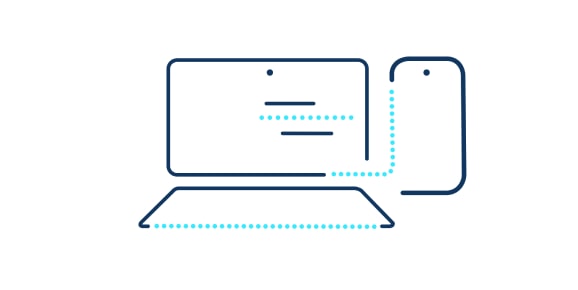 A shared common forms icon displaying a computer and phone communicating with each other.