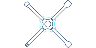 An icon of a tire iron, representing service warranty