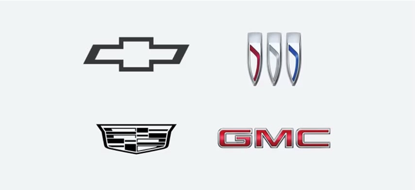 The Chevrolet, Buick, GMC, and Cadillac logos
