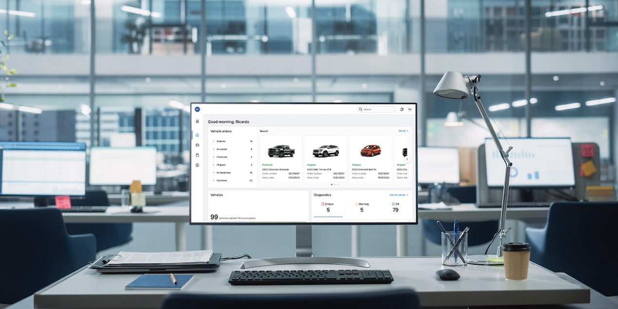 GM Fleet OnStar Fleet Intelligence displayed on a computer monitor.
