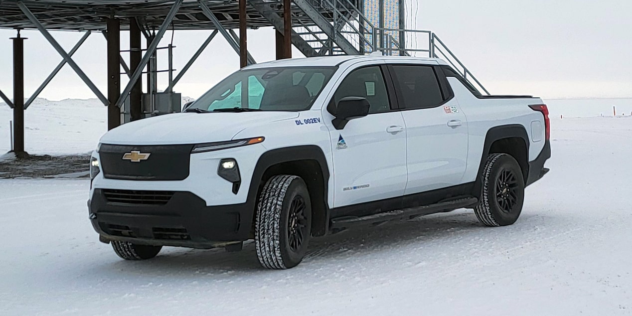 A Chevrolet Silverado EV branded for Delta Leasing