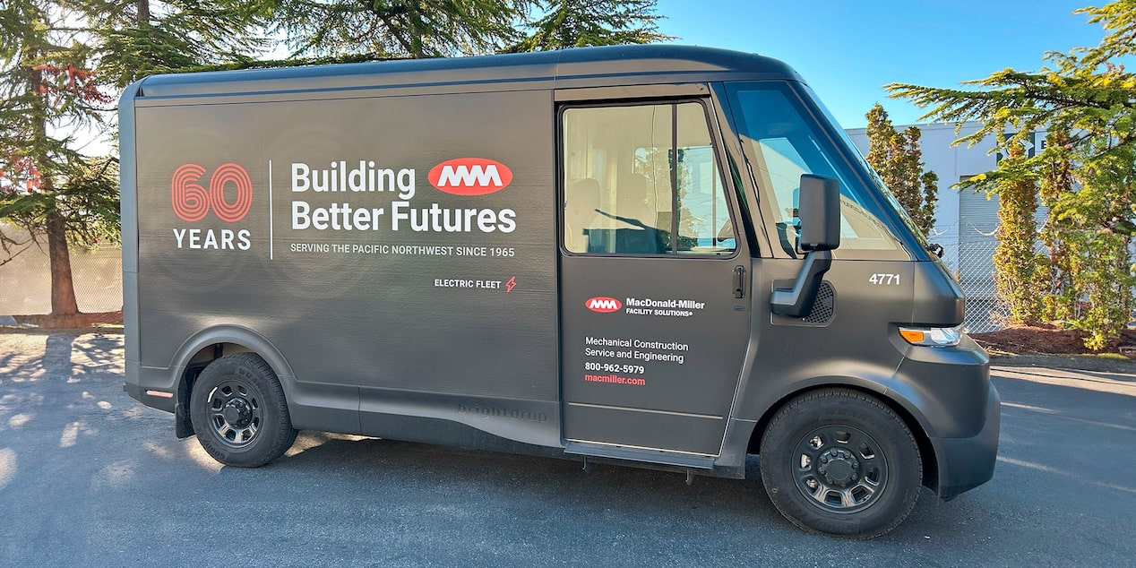 A MacDonald Miller branded Chevrolet Brightdrop.